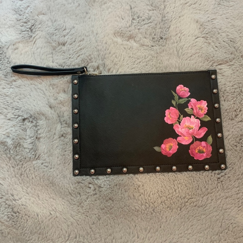 White House Black Market black handbag with poppies